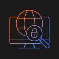 DNS tunneling detecting gradient vector icon for dark theme. Malicious attack. Detect attackers by request analysis. Thin line color symbol. Modern style pictogram. Vector isolated outline drawing