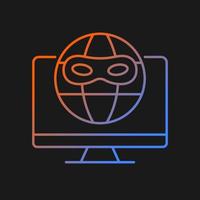 Dark web gradient vector icon for dark theme. Hidden internet. Specific web browser for access. Illegal market. Thin line color symbol. Modern style pictogram. Vector isolated outline drawing