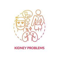 Kidney problems red gradient concept icon. Blood filtration organs disorder. Renal illness abstract idea thin line illustration. Isolated outline drawing. Roboto-Medium, Myriad Pro-Bold fonts used vector