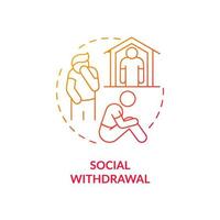 Social withdrawal red gradient concept icon. Alienation from society. Reclusion abstract idea thin line illustration. Isolated outline drawing. Roboto-Medium, Myriad Pro-Bold fonts used vector