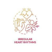 Irregular heart rhythms red gradient concept icon. Slow heartbeat. Tachycardia abstract idea thin line illustration. Isolated outline drawing. Roboto-Medium, Myriad Pro-Bold fonts used vector