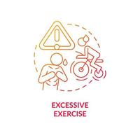 Excessive exercise red gradient concept icon. Exhaustion. Work out injury. Traumatic training abstract idea thin line illustration. Isolated outline drawing. Roboto-Medium, Myriad Pro-Bold fonts used vector