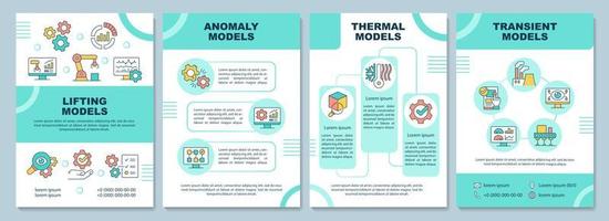 plantilla de folleto verde de modelos gemelos digitales. modelado. diseño de impresión de folletos con iconos lineales. diseños vectoriales para presentación, informes anuales, anuncios. arial-black, innumerables fuentes pro-regulares utilizadas vector