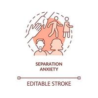 Separation anxiety terracotta concept icon. Afraid to loss someone. Anxiety abstract idea thin line illustration. Isolated outline drawing. Editable stroke. Roboto-Medium, Myriad Pro-Bold fonts used vector