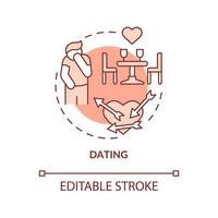 Dating terracotta concept icon. Love and relationship. Anxiety trigger abstract idea thin line illustration. Isolated outline drawing. Editable stroke. Roboto-Medium, Myriad Pro-Bold fonts used vector