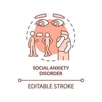 Social anxiety disorder terracotta concept icon. Emotional disorder abstract idea thin line illustration. Isolated outline drawing. Editable stroke. Roboto-Medium, Myriad Pro-Bold fonts used vector
