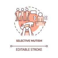 Selective mutism terracotta concept icon. Communication issue. Anxiety abstract idea thin line illustration. Isolated outline drawing. Editable stroke. Roboto-Medium, Myriad Pro-Bold fonts used vector