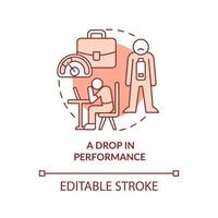 Drop in performance terracotta concept icon. Anxiety of overworking abstract idea thin line illustration. Isolated outline drawing. Editable stroke. Roboto-Medium, Myriad Pro-Bold fonts used vector