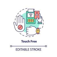 Touch free concept icon. Contactless payment. Touchless system abstract idea thin line illustration. Isolated outline drawing. Editable stroke. Roboto-Medium, Myriad Pro-Bold fonts used vector