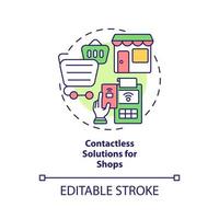 Contactless solutions for shops concept icon. Touchless system abstract idea thin line illustration. Isolated outline drawing. Editable stroke. Roboto-Medium, Myriad Pro-Bold fonts used vector