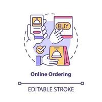 Online ordering concept icon. Wireless solution. Touchless system abstract idea thin line illustration. Isolated outline drawing. Editable stroke. Roboto-Medium, Myriad Pro-Bold fonts used vector