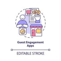 Guest engagement apps concept icon. Online review. Touchless system abstract idea thin line illustration. Isolated outline drawing. Editable stroke. Roboto-Medium, Myriad Pro-Bold fonts used vector