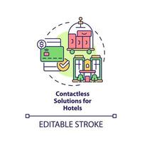 Contactless solutions for hotels concept icon. Touchless system abstract idea thin line illustration. Isolated outline drawing. Editable stroke. Roboto-Medium, Myriad Pro-Bold fonts used