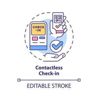 Contactless check in concept icon. Secure solution. Touchless system abstract idea thin line illustration. Isolated outline drawing. Editable stroke. Roboto-Medium, Myriad Pro-Bold fonts used vector