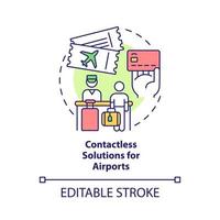 Contactless solutions in airports concept icon. Touchless system abstract idea thin line illustration. Isolated outline drawing. Editable stroke. Roboto-Medium, Myriad Pro-Bold fonts used vector