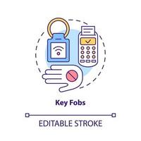 Key fobs concept icon. Innovative lock control. Touchless system abstract idea thin line illustration. Isolated outline drawing. Editable stroke. Roboto-Medium, Myriad Pro-Bold fonts used vector