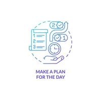 Make plan for day blue gradient concept icon. Checking daily schedule in morning abstract idea thin line illustration. Isolated outline drawing. Roboto-Medium, Myriad Pro-Bold fonts used vector