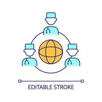 Expansive provider network RGB color icon. International medical service. Medical administration. Isolated vector illustration. Simple filled line drawing. Editable stroke. Arial font used