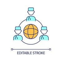 Expansive provider network RGB color icon. International medical service. Medical administration. Isolated vector illustration. Simple filled line drawing. Editable stroke. Arial font used