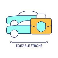 Commercial auto insurance RGB color icon. Coverage for vehicles and transportation means. Isolated vector illustration. Simple filled line drawing. Editable stroke. Arial font used