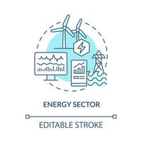 Energy sector turquoise concept icon. Digital twin use case abstract idea thin line illustration. Smart management. Isolated outline drawing. Editable stroke. Roboto-Medium, Myriad Pro-Bold fonts used vector