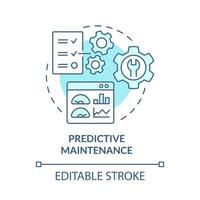 icono de concepto turquesa de mantenimiento predictivo. beneficio de gemelo digital idea abstracta ilustración de línea delgada. dibujo de contorno aislado. trazo editable. roboto-medium, innumerables fuentes pro-bold utilizadas vector