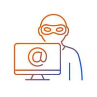 Alias gradient linear vector icon. Stealing identity online. Malicious activity. Cybercrime. Aliased names. Thin line color symbol. Modern style pictogram. Vector isolated outline drawing