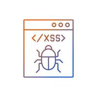 icono de vector lineal de gradiente de ataque xss. secuencias de comandos entre sitios. ataque de software inyección de código del lado del cliente. símbolo de color de línea delgada. pictograma de estilo moderno. dibujo de contorno aislado vectorial