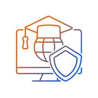 Cybersecurity education gradient linear vector icon. Protect electronic infrastructure. Cybercrime prevention. Thin line color symbol. Modern style pictogram. Vector isolated outline drawing