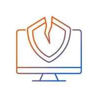 Cybersecurity vulnerability gradient linear vector icon. System weakness and flaw. Cybercriminal gains access. Thin line color symbol. Modern style pictogram. Vector isolated outline drawing