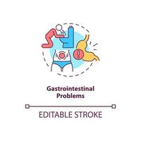 Gastrointestinal problems concept icon. Digestive system disease. Stomachache abstract idea thin line illustration. Isolated outline drawing. Editable stroke. Roboto-Medium, Myriad Pro-Bold fonts used vector