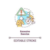 Excessive exercise concept icon. Overdo work out. Severe traumatic trainings abstract idea thin line illustration. Isolated outline drawing. Editable stroke. Roboto-Medium, Myriad Pro-Bold fonts used vector