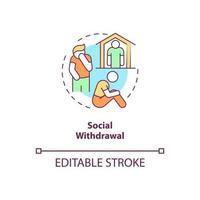 Social withdrawal concept icon. Avoid contacting with people. Isolation abstract idea thin line illustration. Isolated outline drawing. Editable stroke. Roboto-Medium, Myriad Pro-Bold fonts used vector