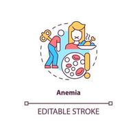 Anemia concept icon. Lowered hemoglobin level. Red blood cells lack abstract idea thin line illustration. Isolated outline drawing. Editable stroke. Roboto-Medium, Myriad Pro-Bold fonts used vector