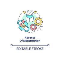 Absence of menstruation concept icon. Missing menstrual periods. Amenorrhea abstract idea thin line illustration. Isolated outline drawing. Editable stroke. Roboto-Medium, Myriad Pro-Bold fonts used