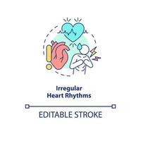 Irregular heart rhythms concept icon. Abnormal heartbeat. Arrhythmia abstract idea thin line illustration. Isolated outline drawing. Editable stroke. Roboto-Medium, Myriad Pro-Bold fonts used vector