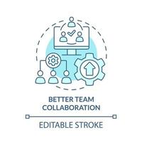 Better team collaboration turquoise concept icon. Digital twin benefit abstract idea thin line illustration. Isolated outline drawing. Editable stroke. Roboto-Medium, Myriad Pro-Bold fonts used vector