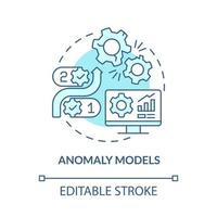 Anomaly models turquoise concept icon. Identifying unexpected events abstract idea thin line illustration. Isolated outline drawing. Editable stroke. Roboto-Medium, Myriad Pro-Bold fonts used vector