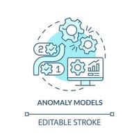 Anomaly models turquoise concept icon. Identifying unexpected events abstract idea thin line illustration. Isolated outline drawing. Editable stroke. Roboto-Medium, Myriad Pro-Bold fonts used vector