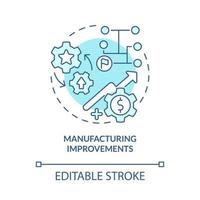 Manufacturing improvements turquoise concept icon. Digital twin task abstract idea thin line illustration. Isolated outline drawing. Editable stroke. Roboto-Medium, Myriad Pro-Bold fonts used vector