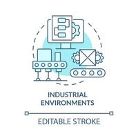Industrial environments turquoise concept icon. Optimizing maintenance abstract idea thin line illustration. Isolated outline drawing. Editable stroke. Roboto-Medium, Myriad Pro-Bold fonts used vector