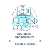 icono de concepto turquesa de entornos industriales. optimización de mantenimiento idea abstracta ilustración de línea delgada. dibujo de contorno aislado. trazo editable. roboto-medium, innumerables fuentes pro-bold utilizadas vector