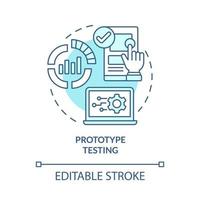 Prototype testing turquoise concept icon. Physical asset replica abstract idea thin line illustration. Isolated outline drawing. Editable stroke. Roboto-Medium, Myriad Pro-Bold fonts used vector