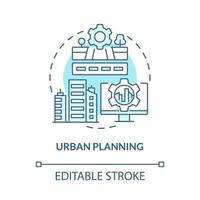 Urban planning turquoise concept icon. Designing buildings abstract idea thin line illustration. Digital twin use. Isolated outline drawing. Editable stroke. Roboto-Medium, Myriad Pro-Bold fonts used vector