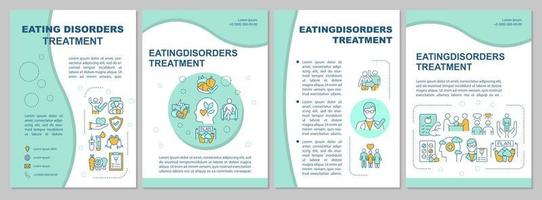 Eating disorders treatment mint brochure template. Bulimia therapy. Booklet print design with linear icons. Vector layouts for presentation, annual reports, ads. Arial, Myriad Pro-Regular fonts used