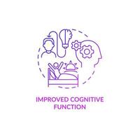 Improved cognitive functions purple gradient concept icon. Wake up time. Morning routine abstract idea thin line illustration. Isolated outline drawing. Roboto-Medium, Myriad Pro-Bold fonts used vector