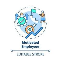 Motivated employees concept icon. Internal growth abstract idea thin line illustration. Workers involved in company growth process. Vector isolated outline color drawing. Editable stroke