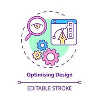 Optimising design concept icon. Marketing research technology. Visual innovation. Improve product abstract idea thin line illustration. Vector isolated outline color drawing. Editable stroke