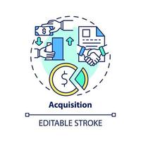 Acquisition concept icon. External expansion abstract idea thin line illustration. Buying shares and asset of company. Shareholders. Vector isolated outline color drawing. Editable stroke