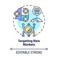 Targeting new markets concept icon. Internal business growth abstract idea thin line illustration. Promotion and advertising of new product. Vector isolated outline color drawing. Editable stroke